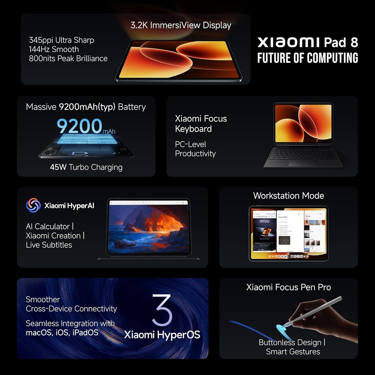 XIAOMI Pad 8 (12GB 256GB Grey)Snapdragon 8s Gen 4 11.2