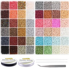 EuTengHao Glass Seed Beads for Bracelet Making Kit, 8/0 Small Pony Beads for ...