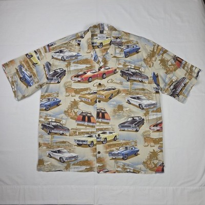 David Carey Originals Men's 2XL Button up Shirt Chevelle Chevrolet Hawaiian Camp