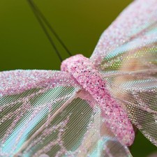 Lot of 12 Pink Sparkling SheerAssorted Sized Artificial Butterflies