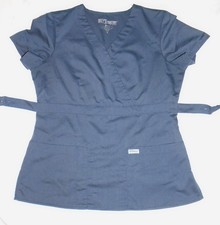 Women's Grays Anatomy Scrub Top Cross Wrap Adjustable Waist Dark Gray Size M