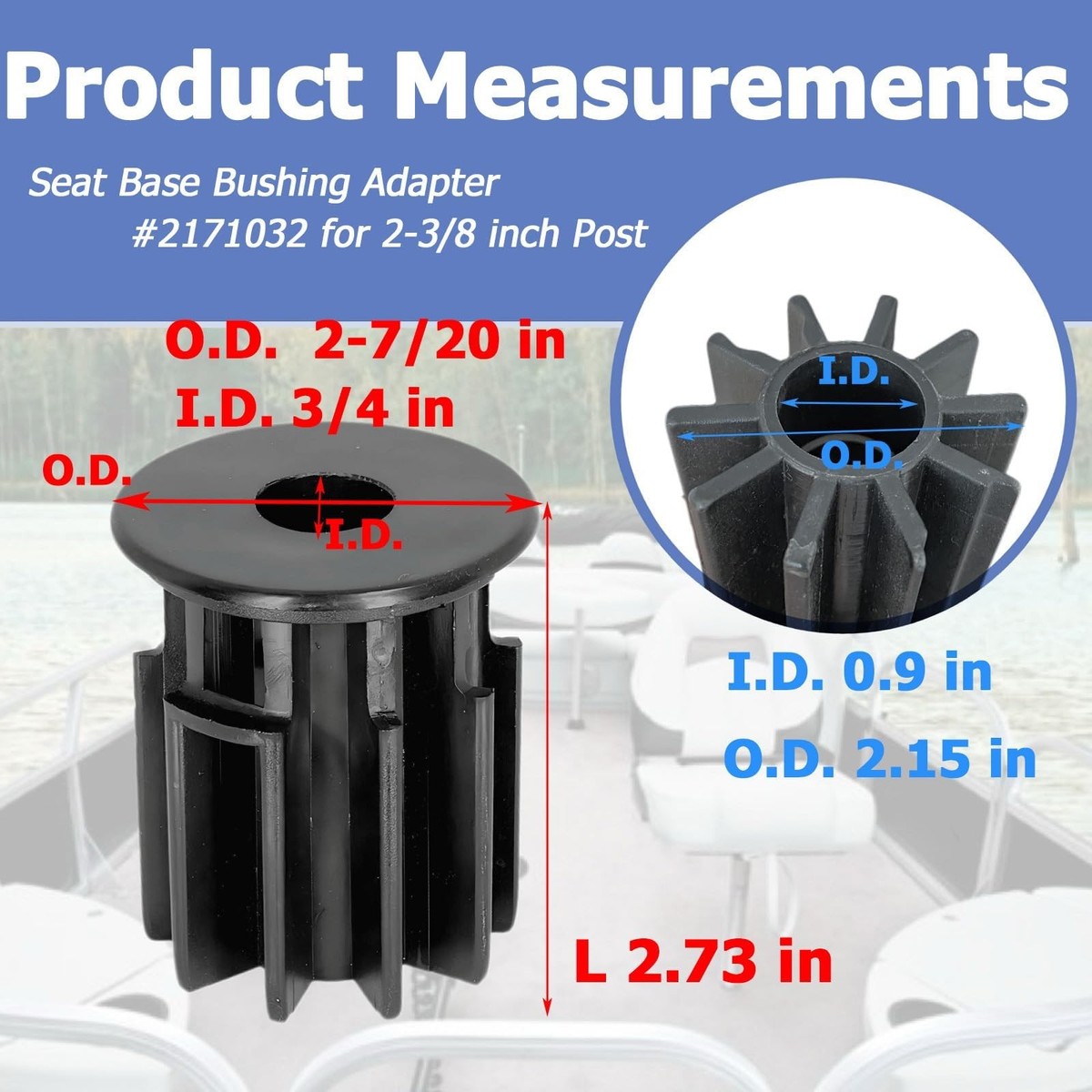Hi-Lo Bushing Seat Base Adapter 2-3/8 Inch Post Boat Pedestal