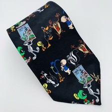 Vintage Looney Tunes Tie Bugs Bunny Taz Stamp Collection Necktie Postal 1997