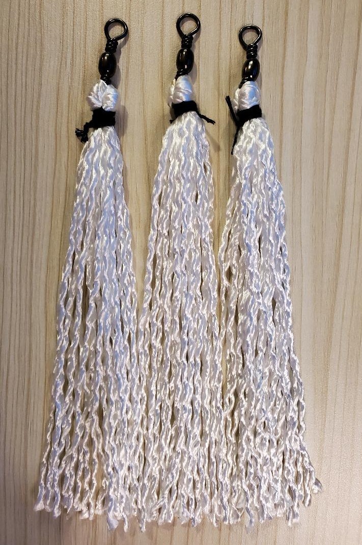 3 New 6" Hookless White Garulator Gar Fishing Rope Lures Eag
