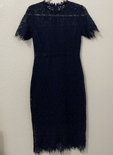 Miami Lace Dress Women's M Navy Midi Cocktail Party Romantic Feminine