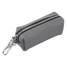 Leather Coin Purse Leather Car Key Bag Change Purse Keychain Pouch Grey