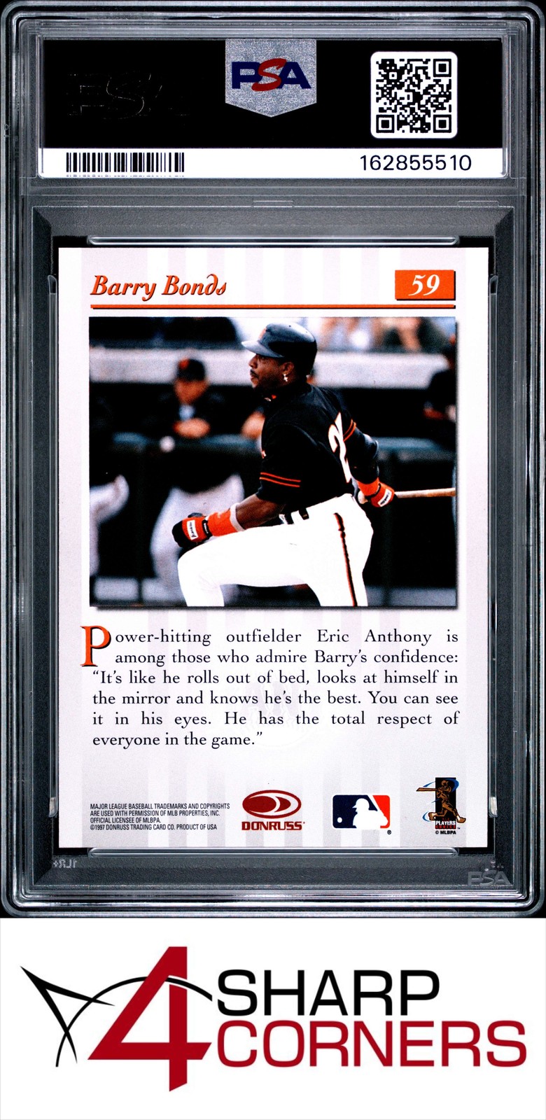 1997 STUDIO #59 BARRY BONDS GIANTS POP 5 PSA 10 view 2