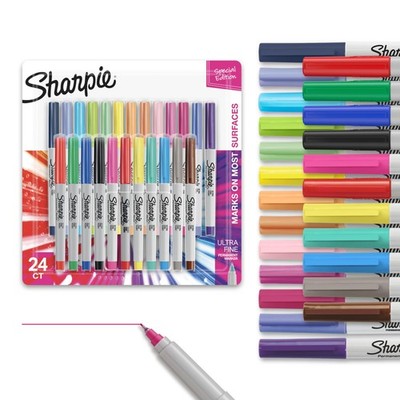 Color Burst Permanent Marker Set, Ultra-Fine Tip Markers, Assorted Colors, 24