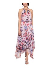 XSCAPE Womens Pink Lined Sleeveless Maxi Evening Hi-Lo Dress 10