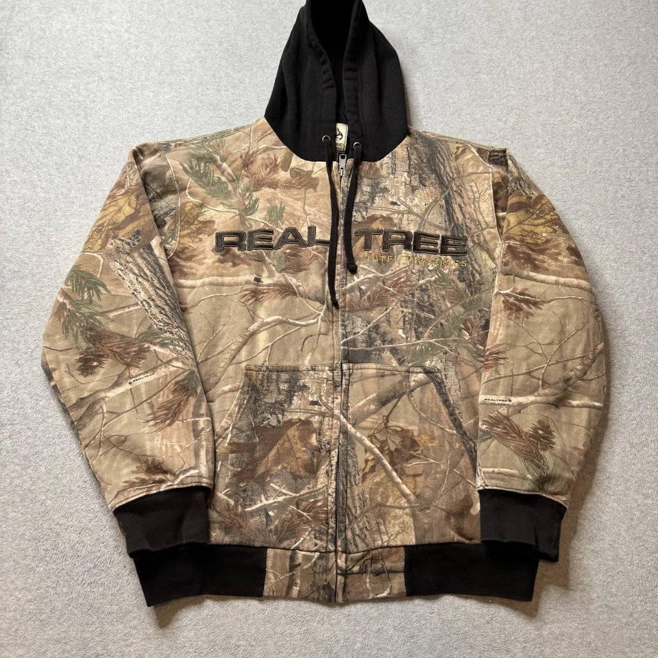 Realtree Jacket Mens Large Camouflage Hoodie Drawstring Fleece Hunting Outdoors - Image 2 of 4