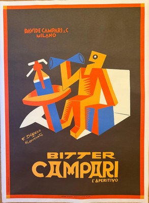 Depero Lucky Bitter Campari Aperitif Poster Vintage 70x100 Top Angebot