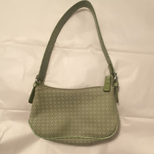 Nine West Green Geometric Shoulder Bag, Zip, Lined, Inner Pockets, Silver