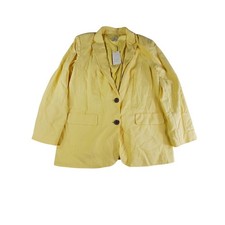 A New Day Blazer Womens Medium Yellow Linen Jacket Business Long Sleeve NWT