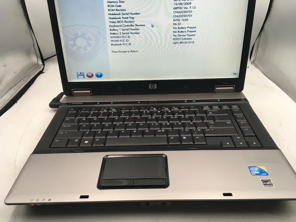 HP COMPAQ 6730B - BOOTS TO BIOS - INTEL CORE 2 DUO P8700 - NO RAM - READ - BB - Image 3 of 4