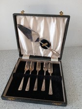 Silver Plate Cake Server & Fork Set in Original Case 
