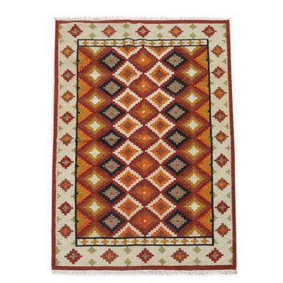 Geometrischer orientalischer türkischer Kelim-Läufer, handgewebt,...