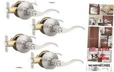Set of 6 Keyless Satin Nickel Privacy Door Lever - Modern Privacy Function