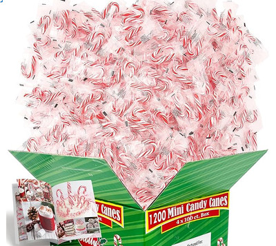 ''1200 Mini Peppermint Candy Canes | Red White Stripes | Xmas Decor Bulk''