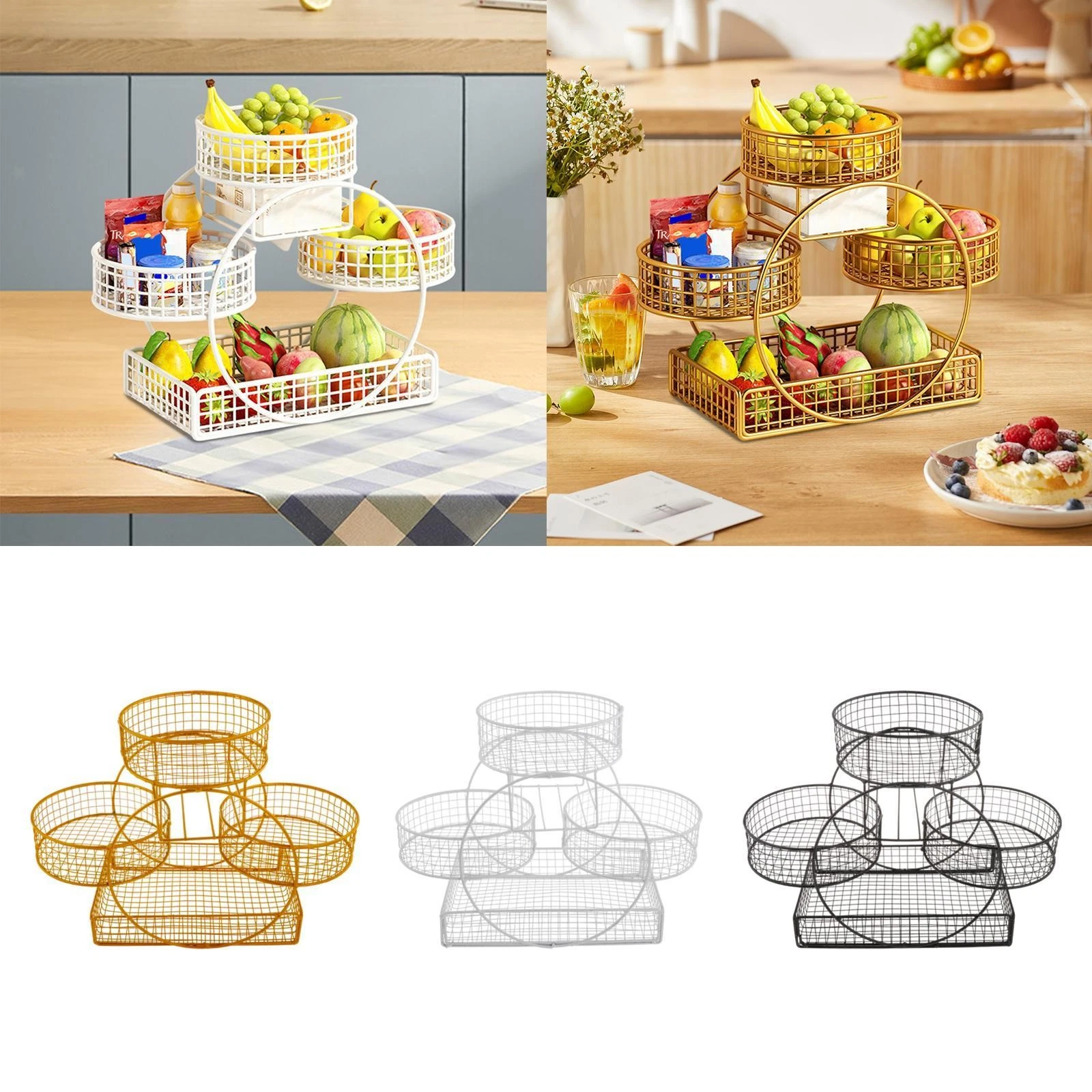 Countertop Fruit Basket Fruit Rack Multi Tiers Kitchen Storage Organizer Home