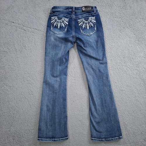 Grace in LA Womens Easy Fit Dreamcatcher Bootcut Jeans Blue Size 9/29 Mid Rise