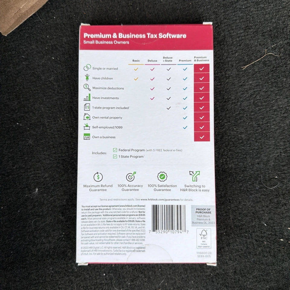 2023 NEW H&R Block Tax Software Premium & Business 2023 PC Only Turbotax HR USA - Image 2 of 2