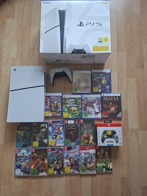 Sony PlayStation 5 PS5 Heimkonsole 1 TB Weiß Bundle mit DualSense & Spielen
