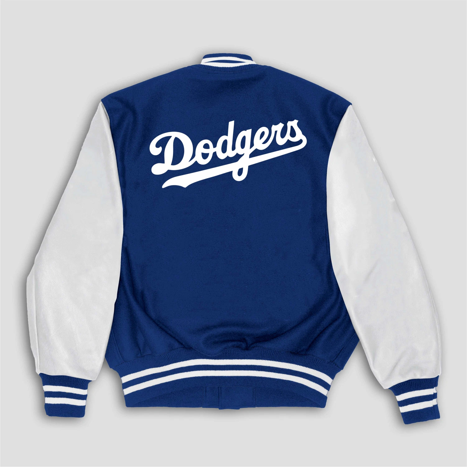LA Dodgers Letterman Jacket – Blue Wool & White Leather Varsity Jacket image 2