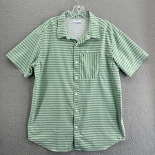 Columbia Shirt Mens Large Green Stripes Vented Short Sleeve Camp Hiking Fishing