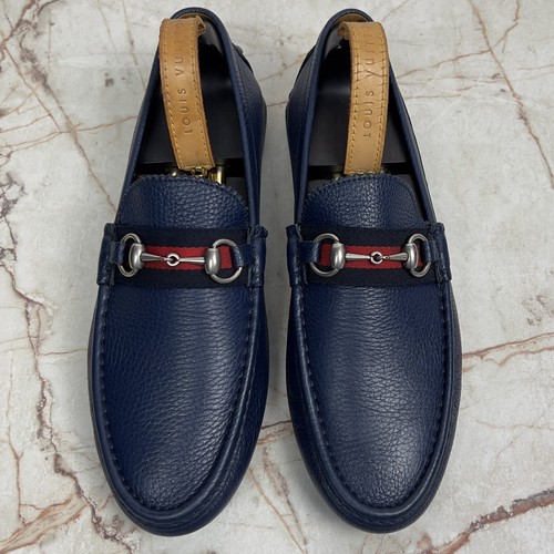 Gucci Horsebit Web Driving Mokassin blau genarbtes Leder 9 G oder 9,5 US 43 EUR - Bild 2 von 11