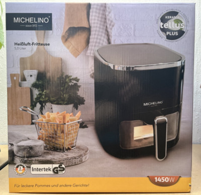 Michelino Heißluftfritteuse 5L 1450W Sichtfenster schwarz 12 Programme 20215 Neu