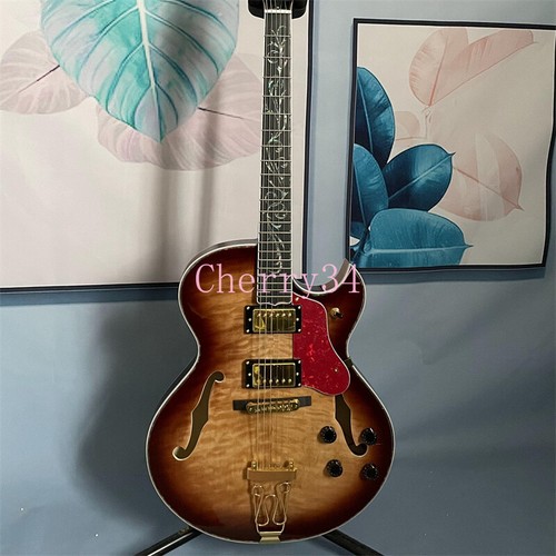 Vintage Sunburst Byrdland Electric Guitar F Hole Gold Hardware H-H Pickups