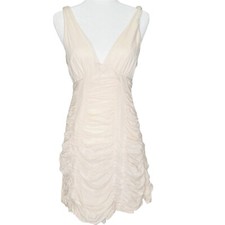 Marc by Marc Jacobs Ruched Pink Rose V-Neck Dress Lined Women Size: 4