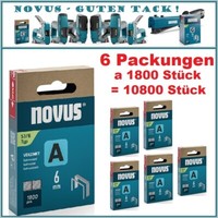 6 Pakete A 1800 Stk. Novus Tackerklammern A 53 / 6 Feindraht Hart 6 Mm 042-0773
