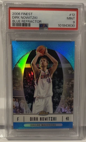 Dirk Nowitzki 2006 Topps Finest Blue Refractor /299 PSA 9 Mavericks