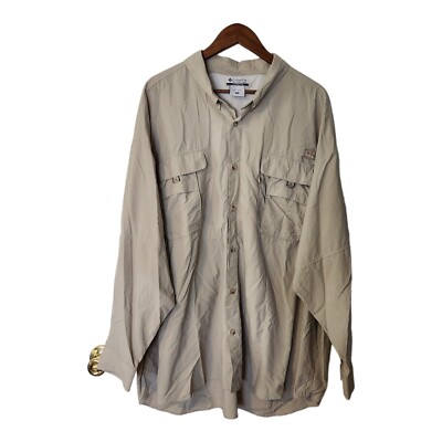 Chemise Columbia PFG Omni-Shade Homme 4XL – Beige Manches Courtes – Pêche/extérieur