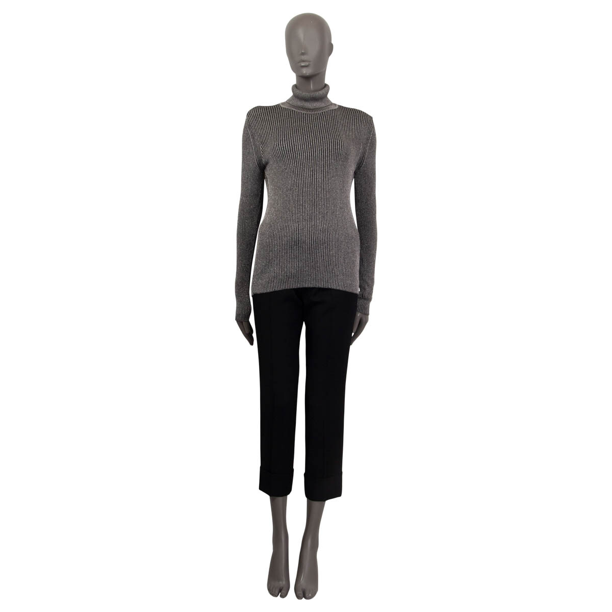 64095 auth CHRISTIAN DIOR black & silver viscose LUREX 64095 auth CHRISTIAN DIOR black & silver viscose LUREX