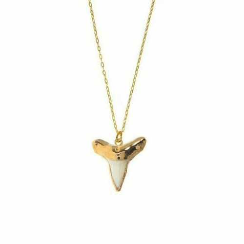 Gold Shark Tooth Necklace Pendant For 