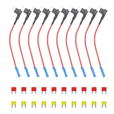 Recoil FT2-10 10 Pack 12V Car Add-A-Circuit Fuse Tap Adapter Mini ATS Blade Fuse