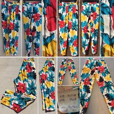 Vintage High Waist Tapered Leg Floral Pants Size 3 24 Waist 80s 1980a