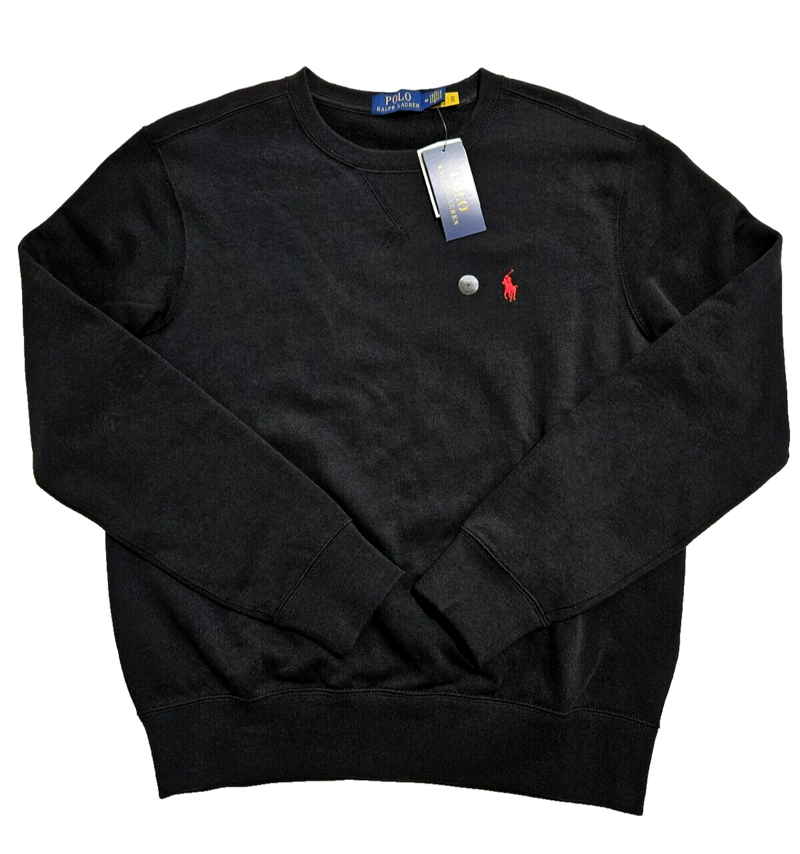 Polo Ralph Lauren Men's Black W/Red Logo Pullover Crew Neck Polo Ralph Lauren Men's Black W/Red Logo Pullover Crew Neck