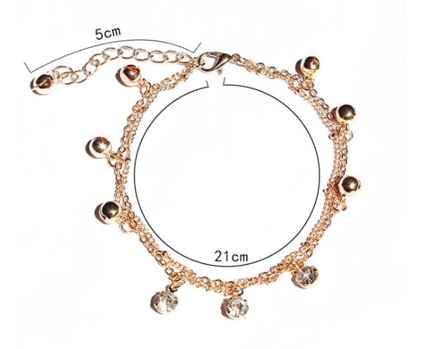 Women Ankle 925 Plated Silver Bell Anklet Foot Chain Shinny Boho Beach
