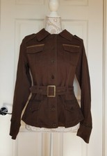 Jane Norman Womens Khaki Brown Safari Belted Jacket Uk Size 12 Eur 38 Rrp £48