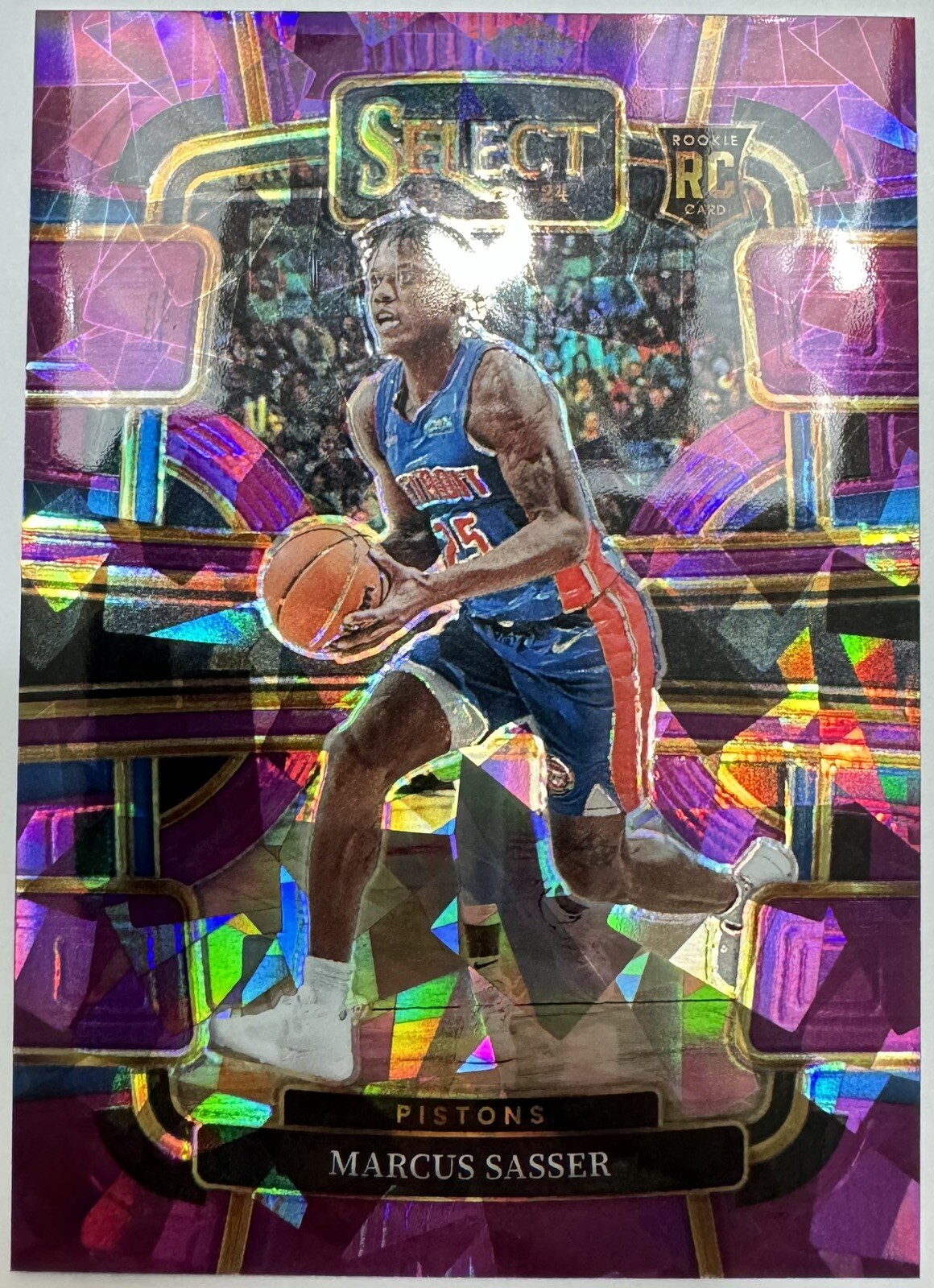 2023-24 Panini Select Marcus Sasser Rookie Purple Cracked Ice /99 #70 Pistons