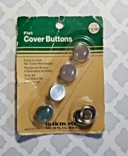 Flat Cover Buttons Vintage Pack of 4 Made in the USA Notions etc. No Tools Need