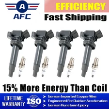 Set of 4 Ignition Coil + Spark Plug UF247 fit 2000-08 Toyota Corolla Celica 1.8L