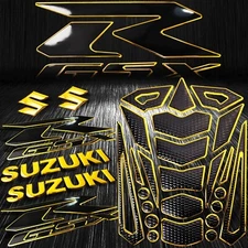 24PC Chrome Gold&Black Fuel Tank Pad+8"3D Logo&Letter+2-Tone GSXR Emblem Sticker