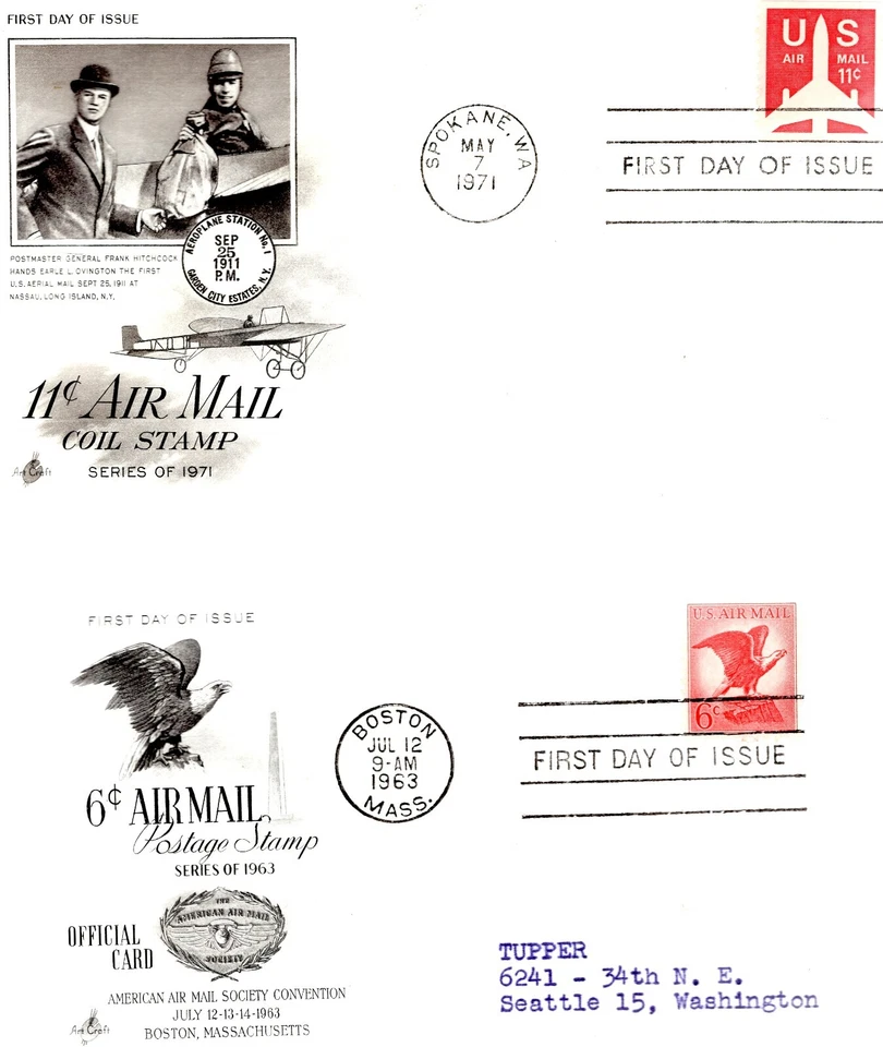 UNITED STATES 7 FDC AIRMAIL UNADDRESSED 1 POSTCARD ADDRESSED - Image 3 of 3