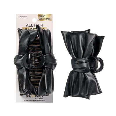 Scunci by Conair Faux Leather Bow Claw Hair Clip, Black, 1  display picture 1
