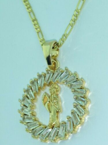 Grim Reaper Pendant With Baguette stones and Figaro Chain dije de Santa Muerte - Picture 3 of 4