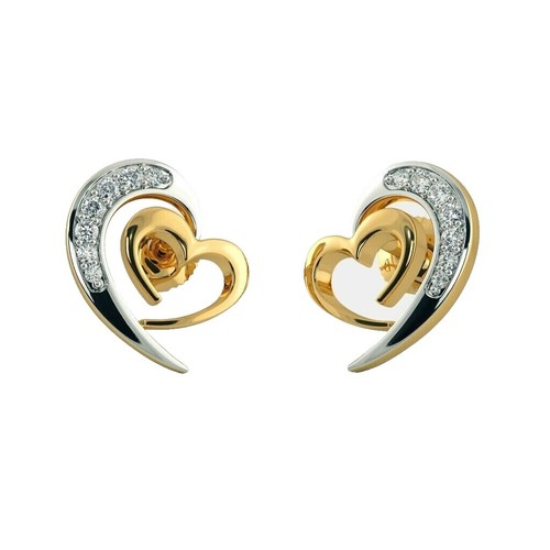 Diamond And Ruby Earrings In 14k Gold Heart Earring Studs, 5x5mm - Foto 11